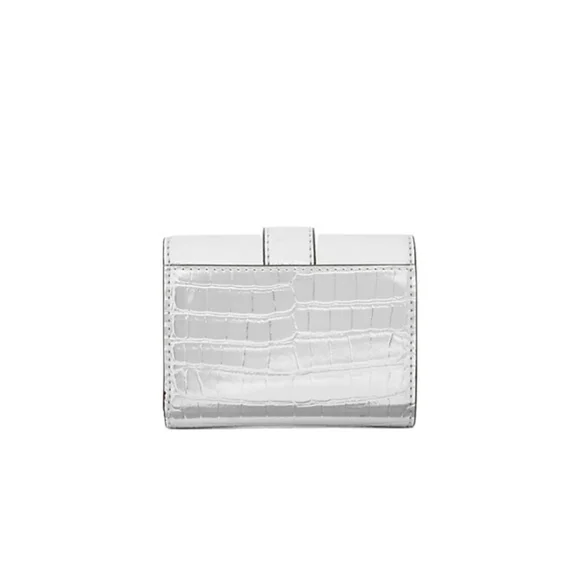 MICHAEL KORS- Carmen Medium Metallic Crocodile Tri-Fold Envelope Wallet - Silver - Picture 6 of 6